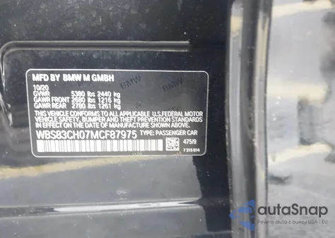 2021 BMW M5 z USA, uszkodzony, nr VIN WBS83CH07MCF87975